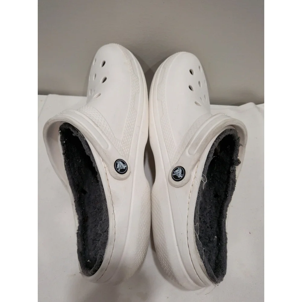 CROCS Classic Lined Clogs Unisex Size US M10 W12 White Grey with Tags